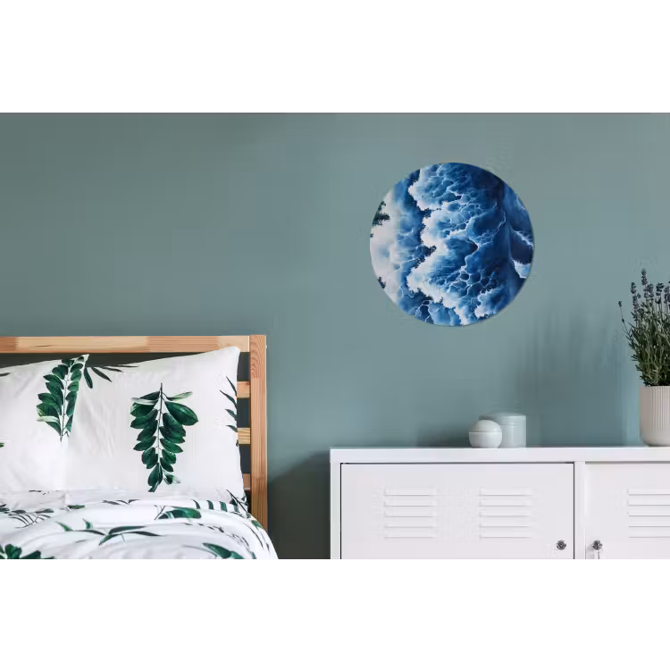 Golven - Blauw - Schuim Wandcirkel aluminium klein -slaapkamer