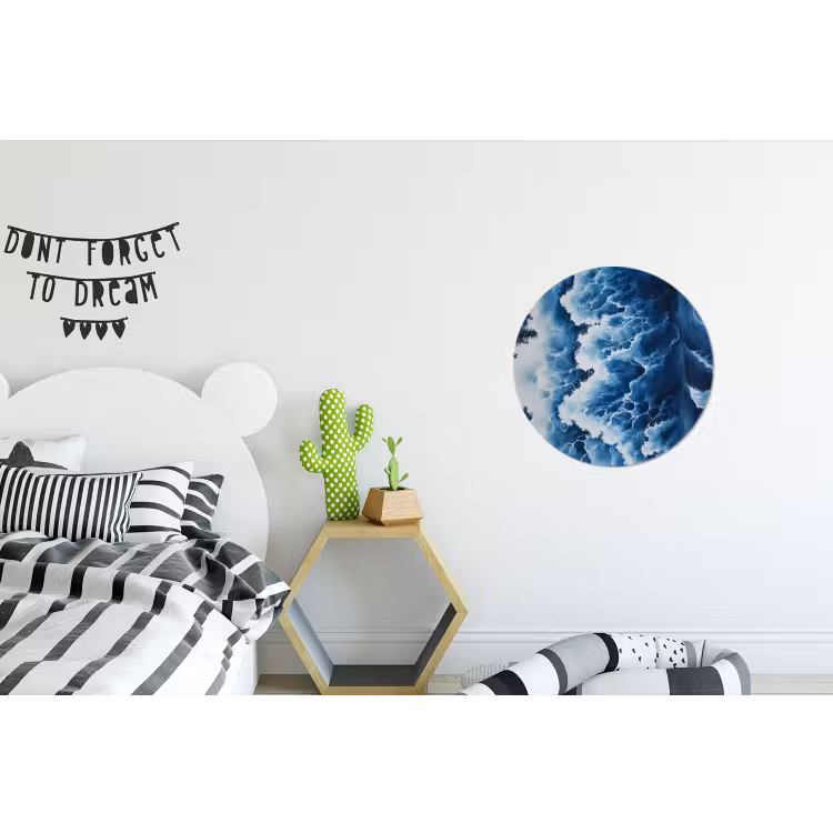 Golven - Blauw - Schuim Wandcirkel aluminium klein -kinderkamer
