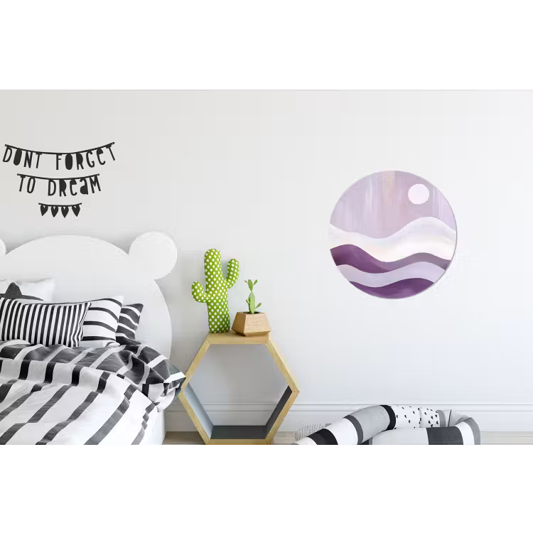 Golven - Heuvels - Abstract - Paars Wandcirkel aluminium klein -kinderkamer