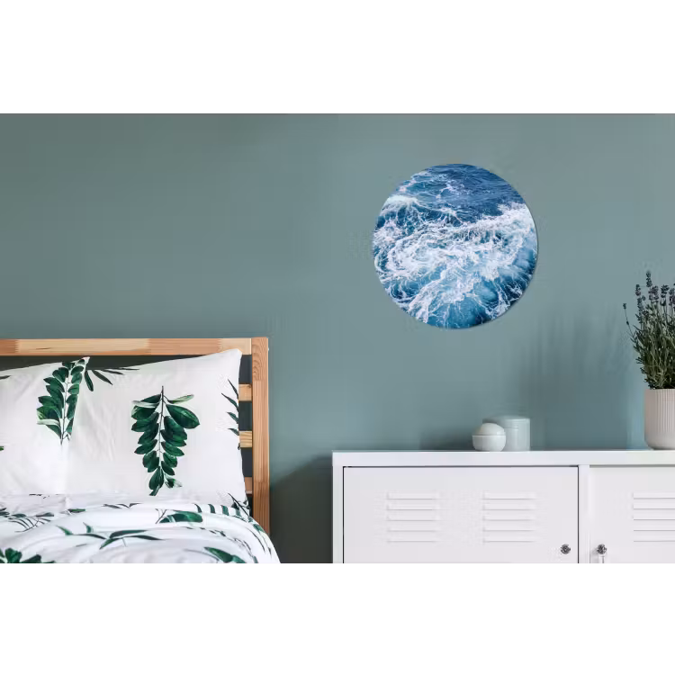 Golven - Oceaan - Blauw Wandcirkel aluminium klein -slaapkamer
