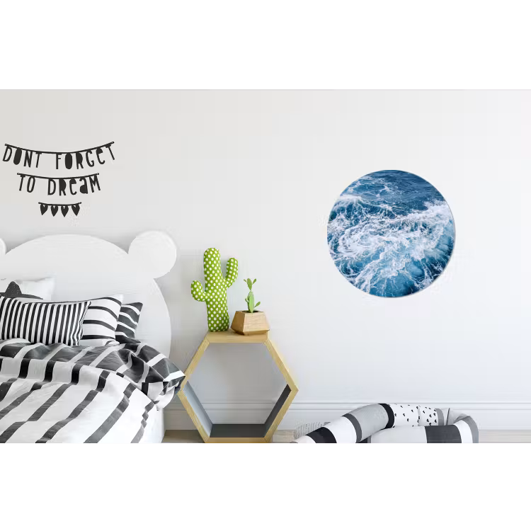 Golven - Oceaan - Blauw Wandcirkel aluminium klein -kinderkamer