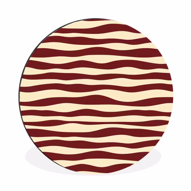 Golven - Rood - Patroon - Crème Wandcirkel aluminium klein 190 -3d