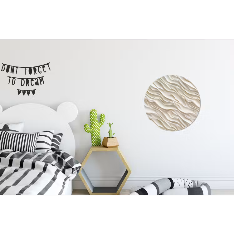 Golven - Wit - Minimalistisch Wandcirkel aluminium klein 190 -kinderkamer