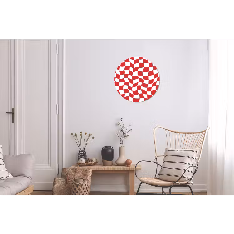 Golvend - Patroon - Rood Wandcirkel aluminium klein 190 -woonkamer