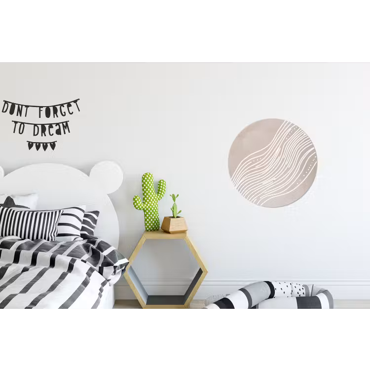 Golvende lijnen - Vloeiend - Zandkleurig Wandcirkel aluminium klein -kinderkamer