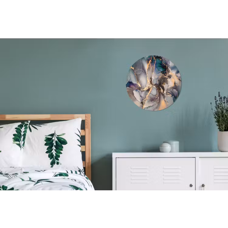 Goud - Blauw - Marmer Wandcirkel aluminium klein -slaapkamer