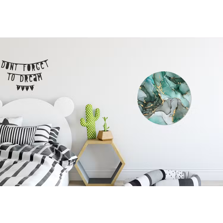 Goud - Marmer - Groen - Luxe - Marmerlook - Grijs Wandcirkel aluminium klein -kinderkamer