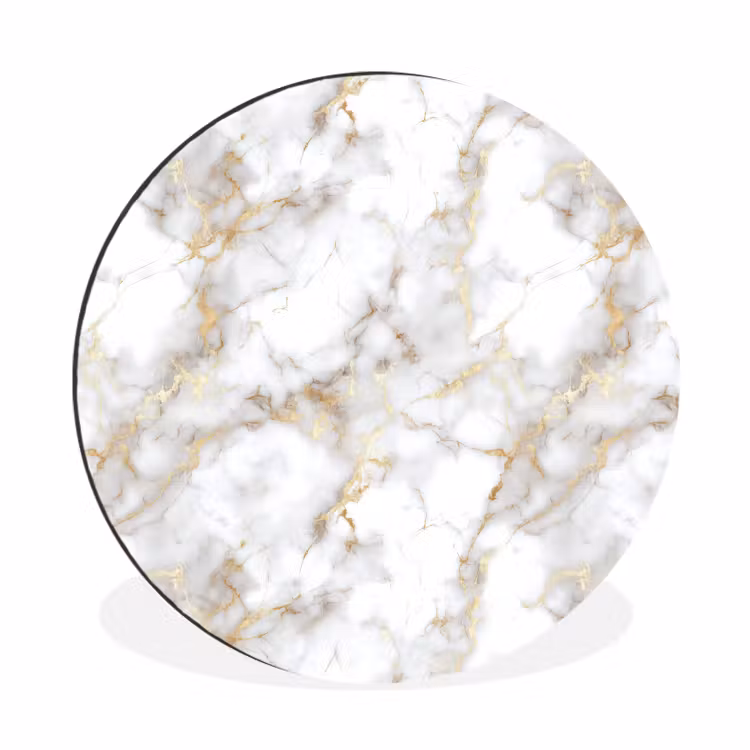 Gouden aders - Marmer - Wit Wandcirkel aluminium klein 190 -3d