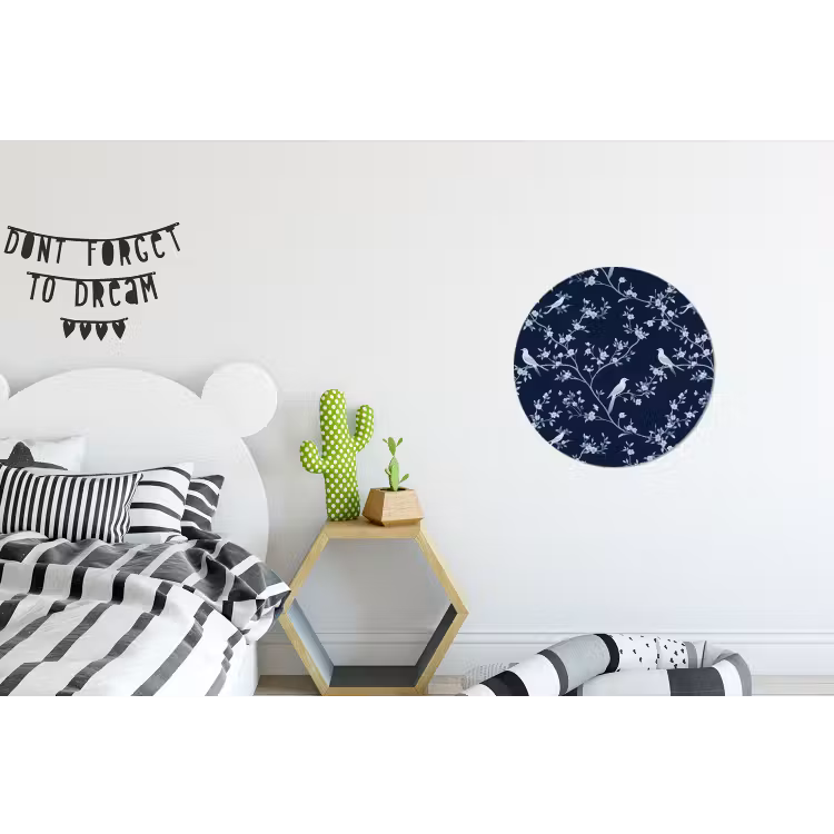 Grafisch - Bloesemtak - Blauw Wandcirkel aluminium klein 190 -kinderkamer