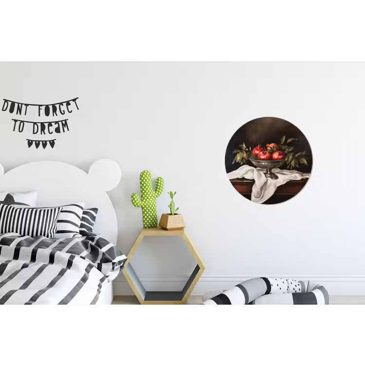 Granaatappels - Klassiek - Vintage Wandcirkel aluminium klein -kinderkamer
