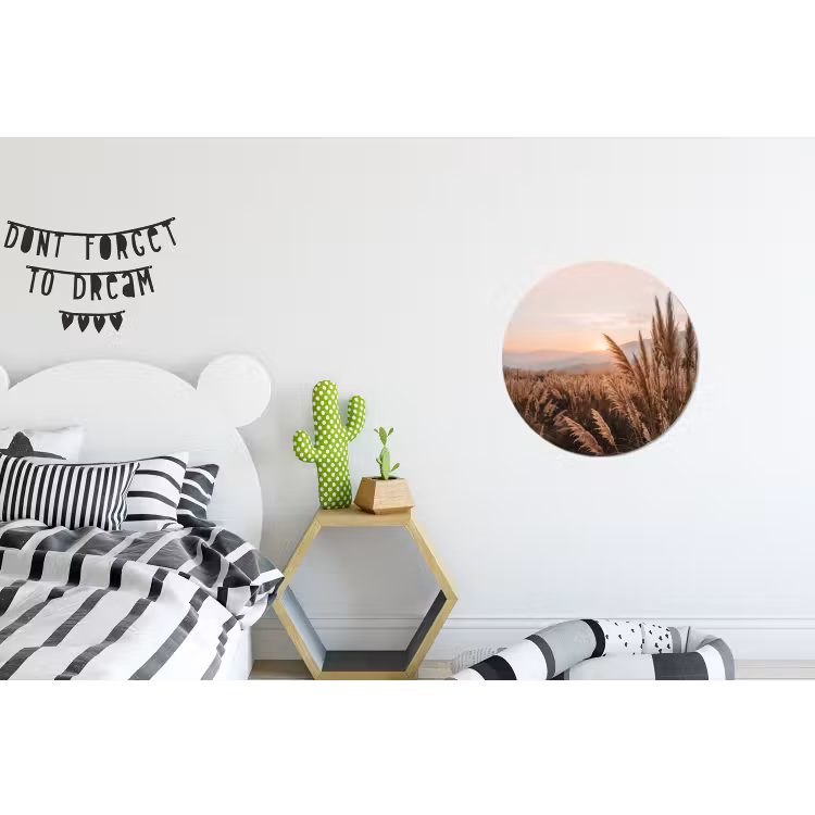 Gras - Veld - Zon - Natuur Wandcirkel aluminium klein -kinderkamer