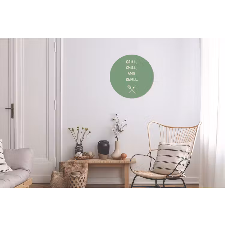 Grill - Groen - Zomer - Quote Wandcirkel aluminium klein -woonkamer