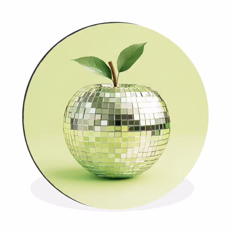 Groen - Disco - Decoratie - Appel Wandcirkel aluminium klein -3d