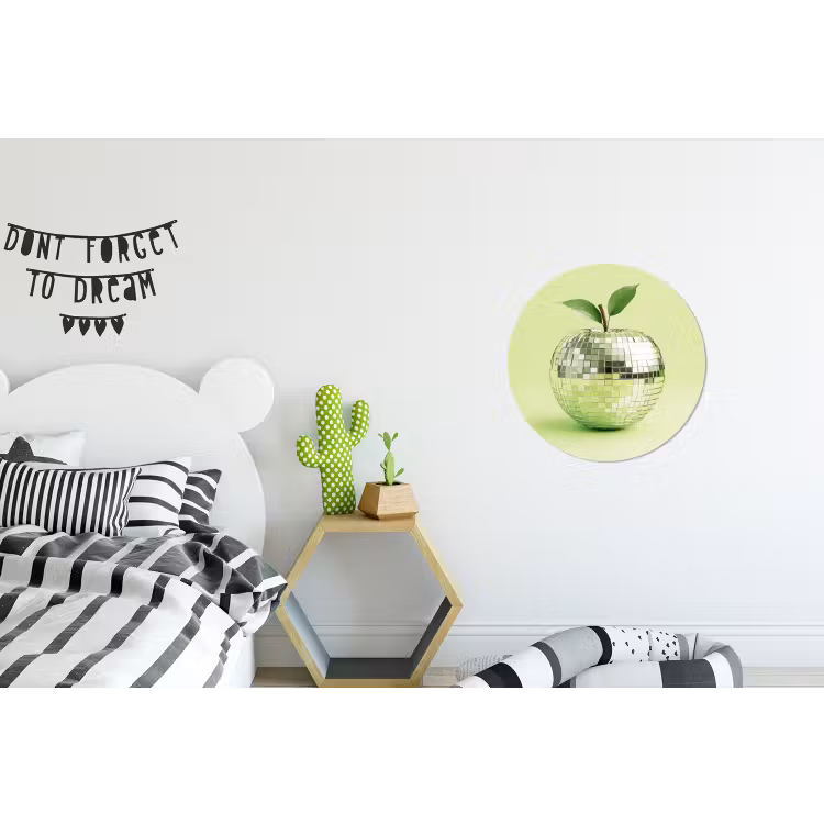 Groen - Disco - Decoratie - Appel Wandcirkel aluminium klein -kinderkamer