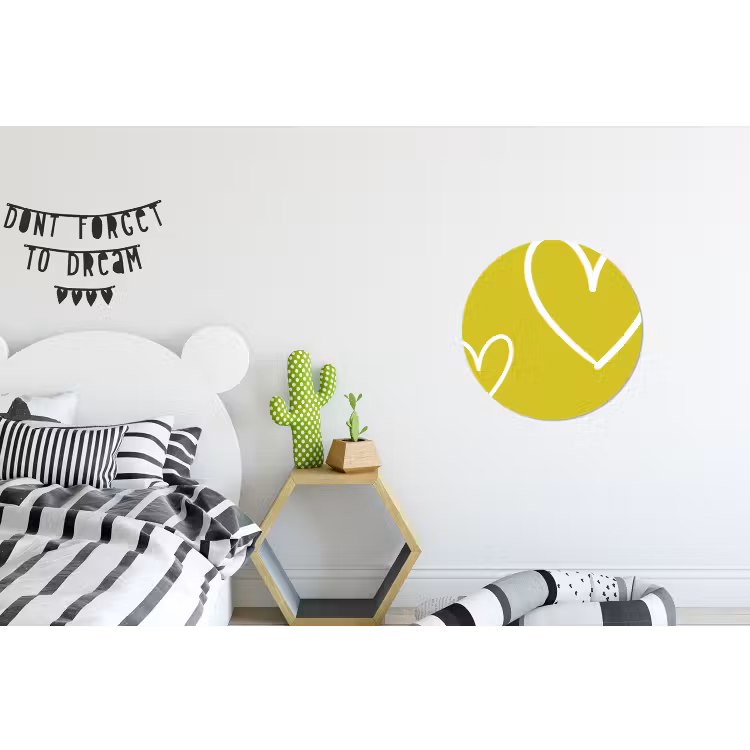Groen - Hartjes - Wit Wandcirkel aluminium klein -kinderkamer