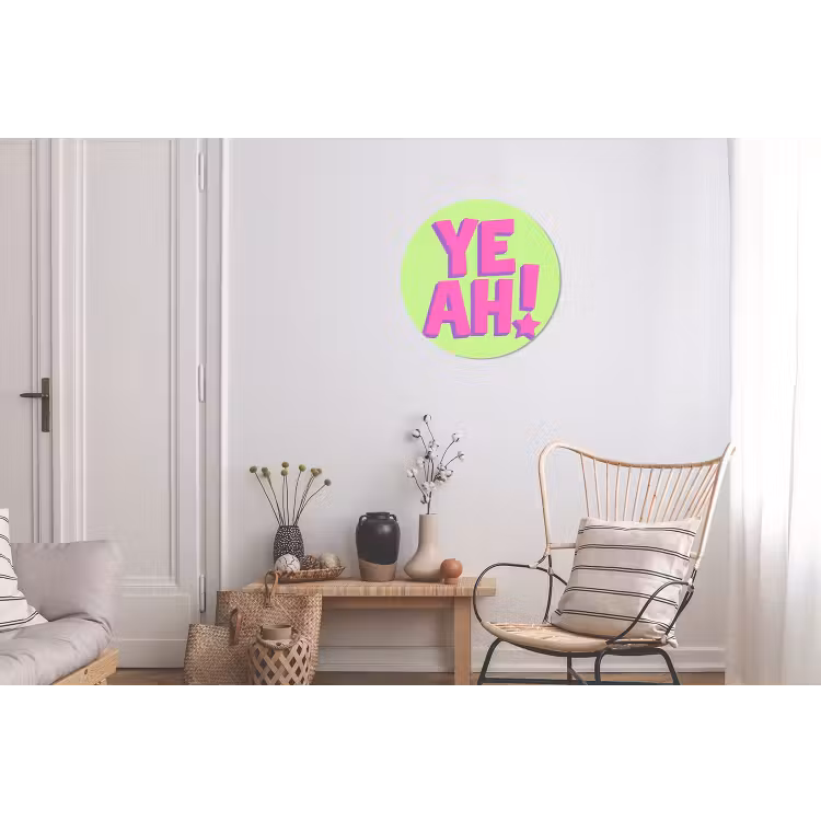 Groen - Neon - Quote Wandcirkel aluminium klein -woonkamer