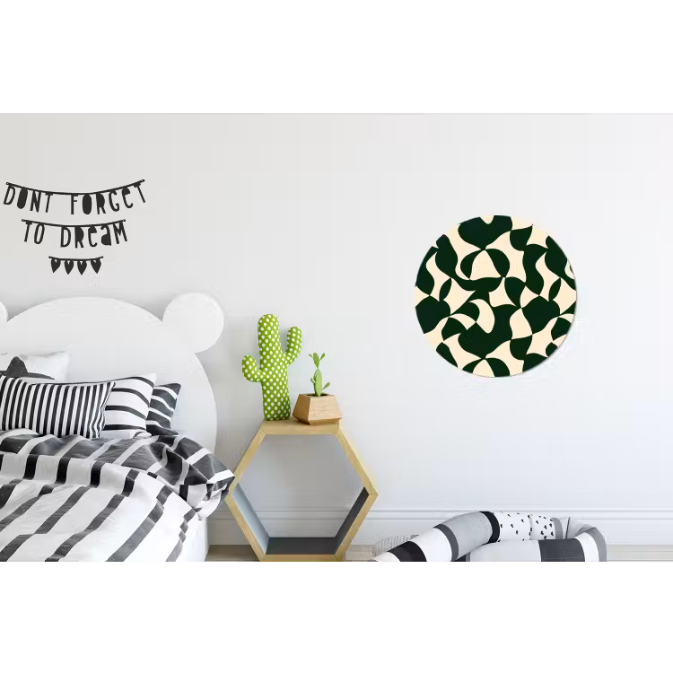 Groen - Organische vlakken - Crème Wandcirkel aluminium klein 190 -kinderkamer
