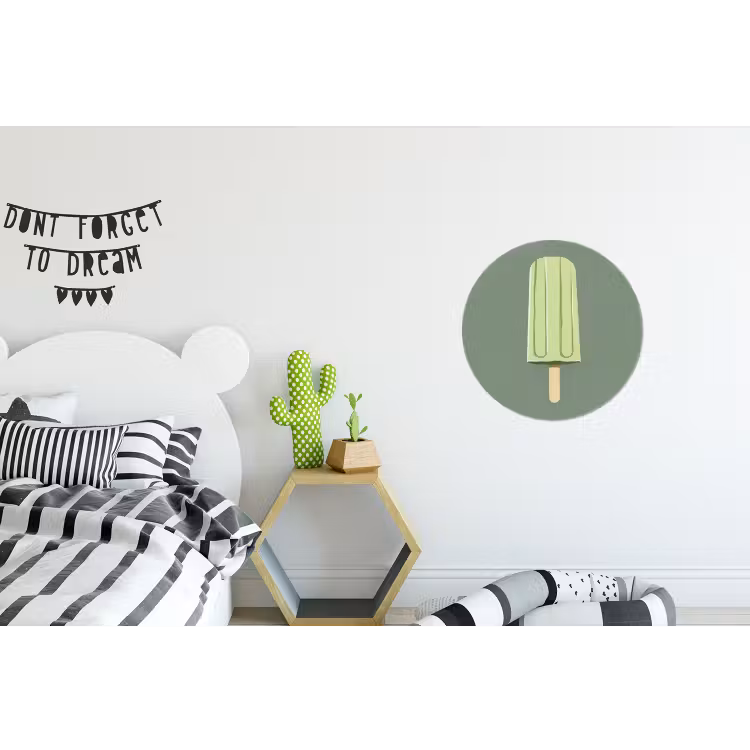 Groen - Waterijsje - Stokje - Illustratie Wandcirkel aluminium klein -kinderkamer