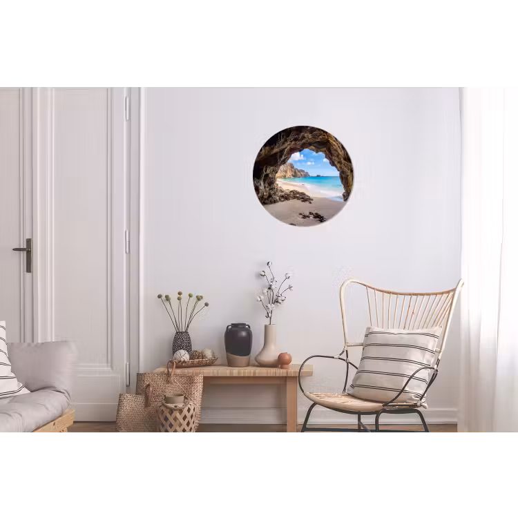 Grot - Strand - Zee - Blauw Wandcirkel aluminium klein -woonkamer