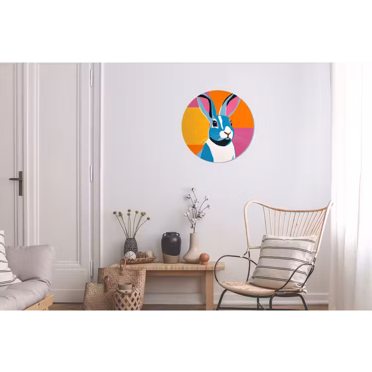 Haas - Kleurvakken - Oren - Roze Wandcirkel aluminium klein -woonkamer