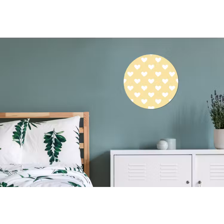 Hartjes - Patroon - Geel Wandcirkel aluminium klein 190 -slaapkamer