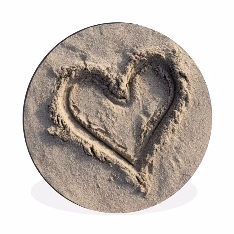 Hartvorm - Getekend - Beige - Zand Wandcirkel aluminium klein -3d