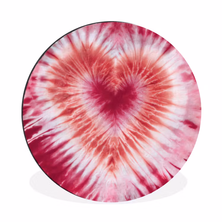 Hartvorm - Roze - Tie dye Wandcirkel aluminium klein -3d