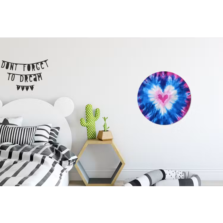 Hartvormig - Tie dye - Paars Wandcirkel aluminium klein -kinderkamer