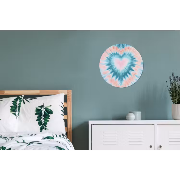 Hartvormig - Tie dye - Pasteltinten - Lichtgroen Wandcirkel aluminium klein -slaapkamer