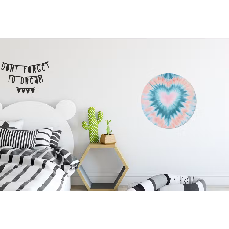 Hartvormig - Tie dye - Pasteltinten - Lichtgroen Wandcirkel aluminium klein -kinderkamer