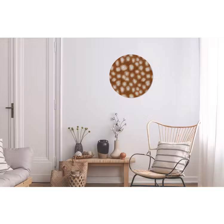 Hert - Bruin - Vacht Wandcirkel aluminium klein 190 -woonkamer