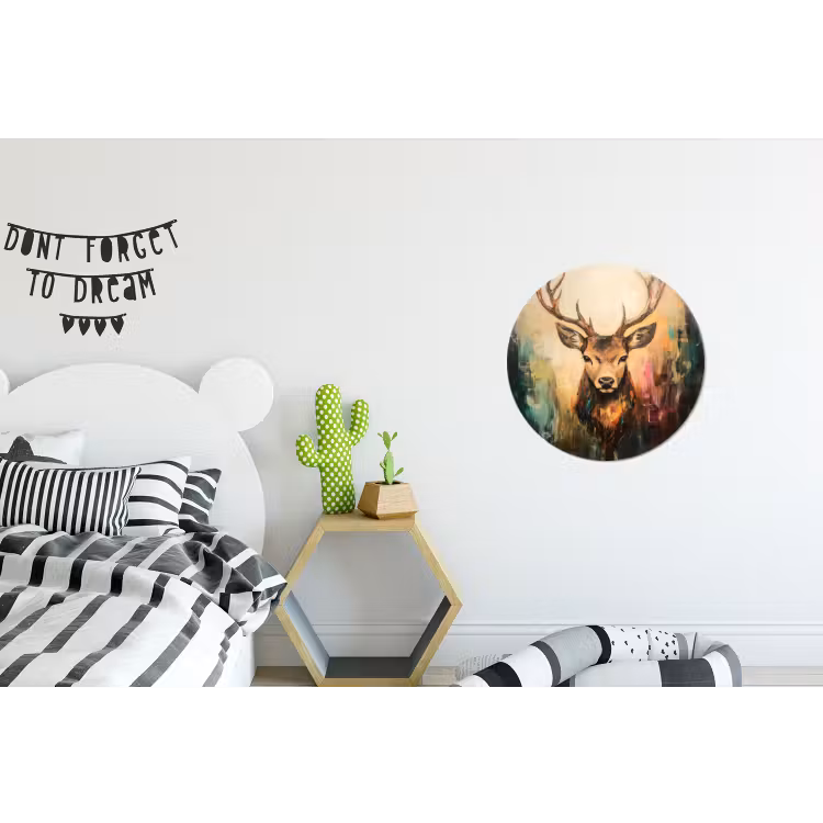 Hert - Geverfd - Gewei - Bruin Wandcirkel aluminium klein -kinderkamer