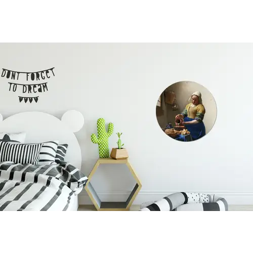 Het melkmeisje - Kunst - Oude meesters - Vermeer Wandcirkel aluminium klein -kinderkamer