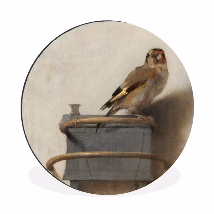 Het puttertje - Carel Fabritius Wandcirkel aluminium klein -3d