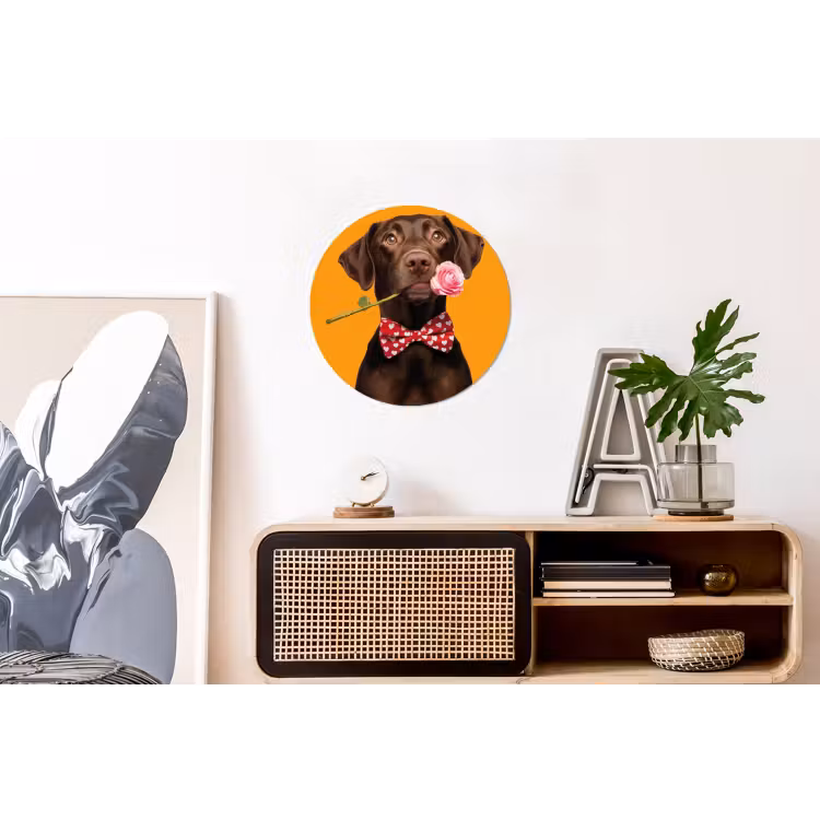 Hond - Oranje - Roos - Valentijn Wandcirkel aluminium klein -kantoor