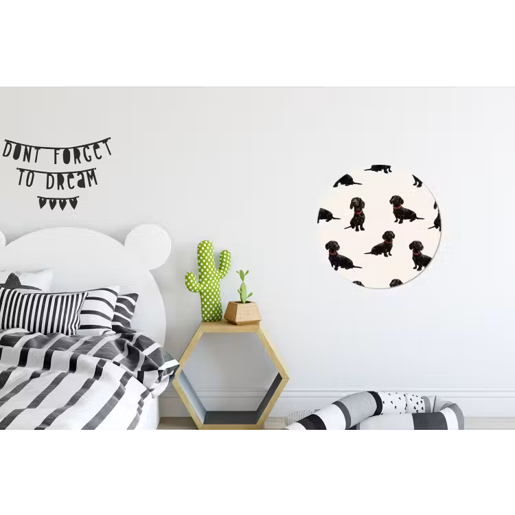 Hond - Patroon - Zwart Wandcirkel aluminium klein 190 -kinderkamer