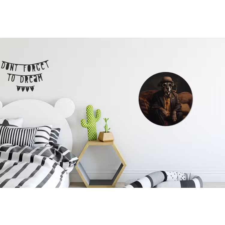 Hond - Sigaar - Hoed - Pak Wandcirkel aluminium klein -kinderkamer