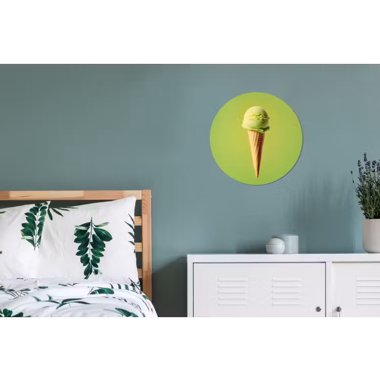 Hoorntje - Schepijs - Groen Wandcirkel aluminium klein -slaapkamer