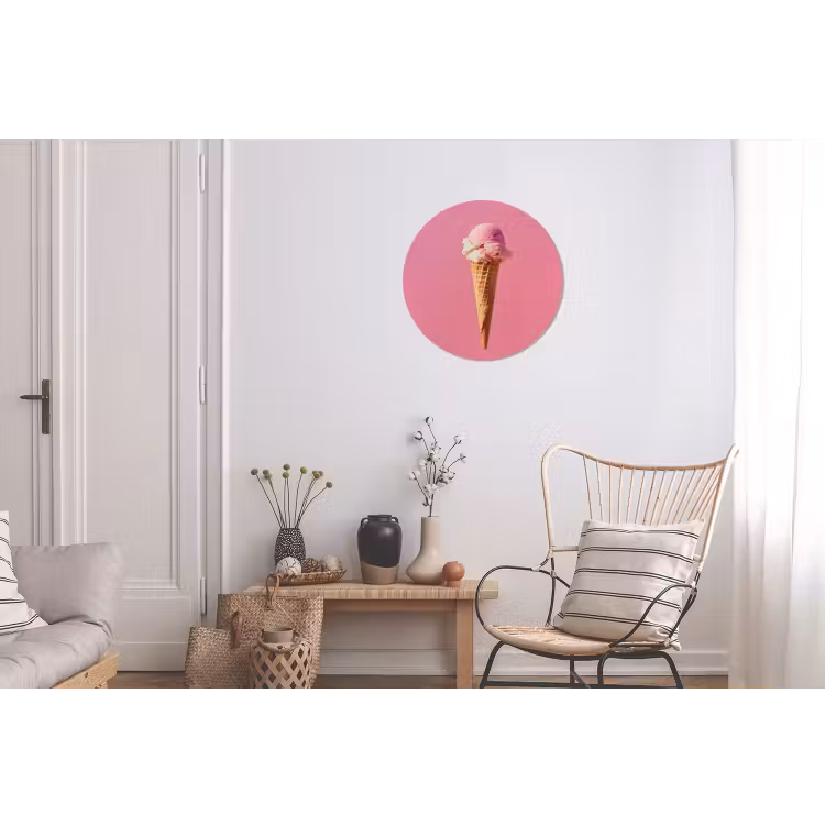 Hoorntje - Schepijs - Roze Wandcirkel aluminium klein -woonkamer