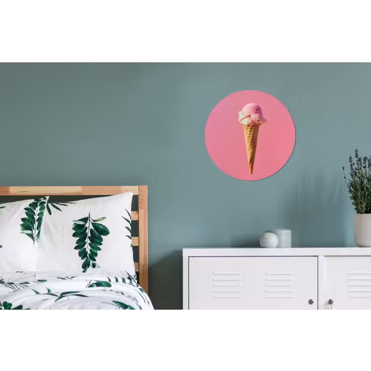 Hoorntje - Schepijs - Roze Wandcirkel aluminium klein -slaapkamer
