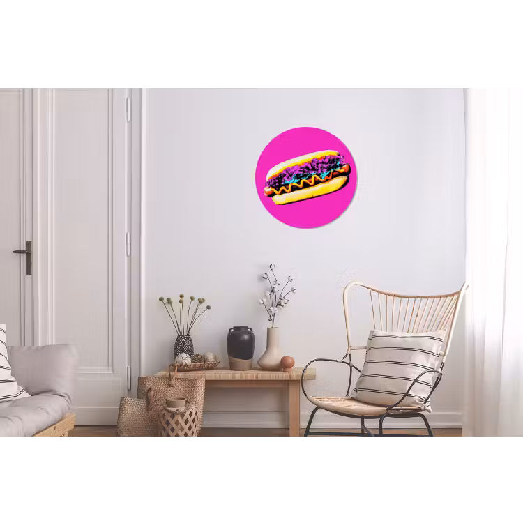 Hotdog - Roze - Retro Wandcirkel aluminium klein -woonkamer