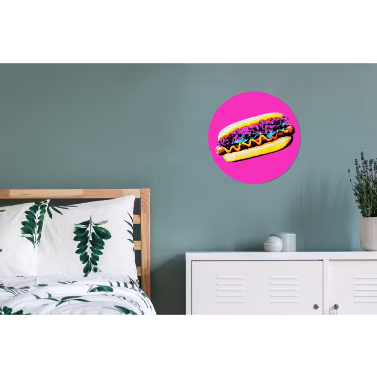 Hotdog - Roze - Retro Wandcirkel aluminium klein -slaapkamer