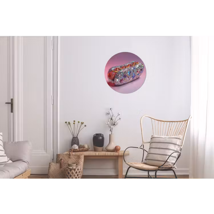 Hotdog - Steentjes - Glitters - Paars Wandcirkel aluminium klein -woonkamer