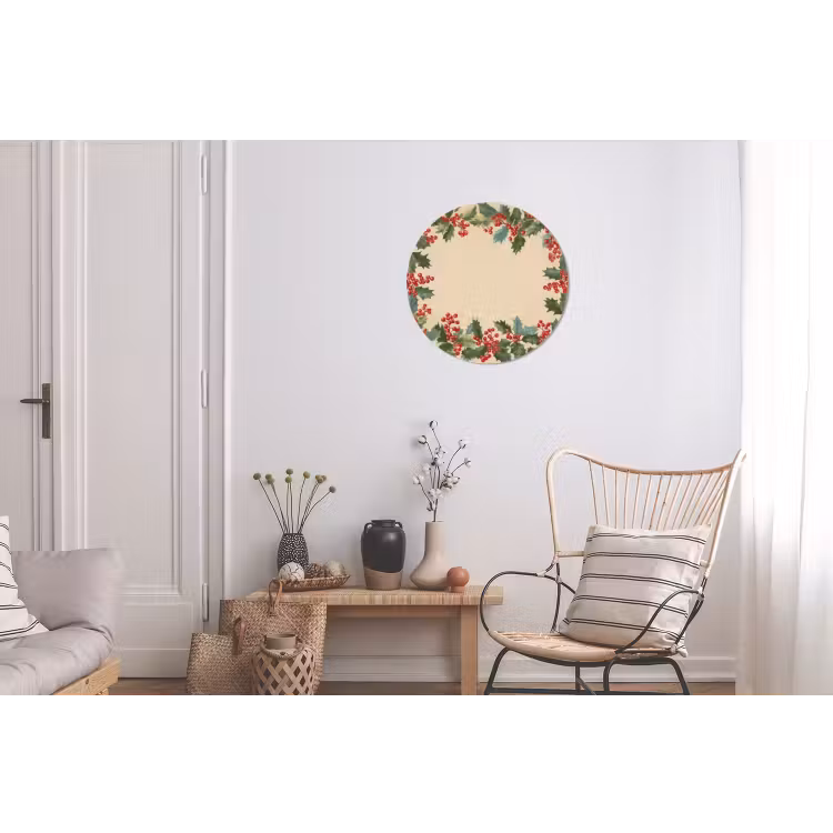 Hulstrand - Bessen - Beige Wandcirkel aluminium klein -woonkamer