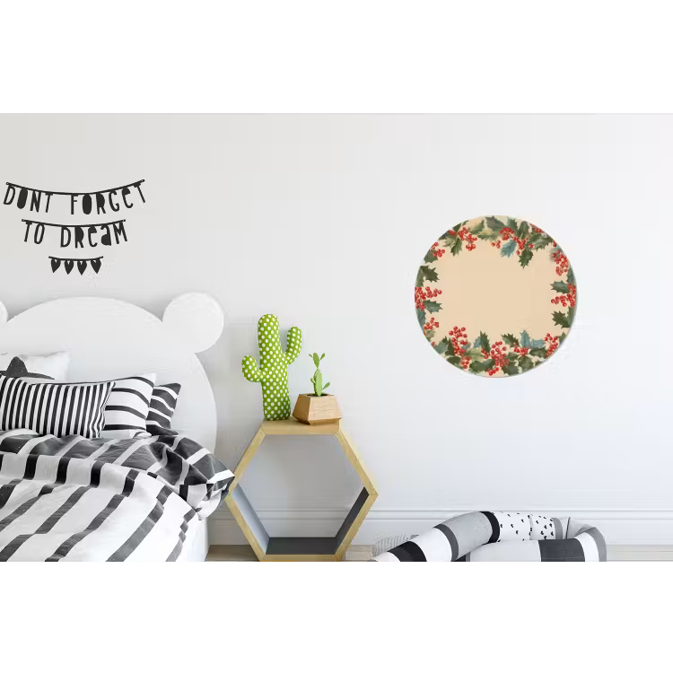 Hulstrand - Bessen - Beige Wandcirkel aluminium klein -kinderkamer