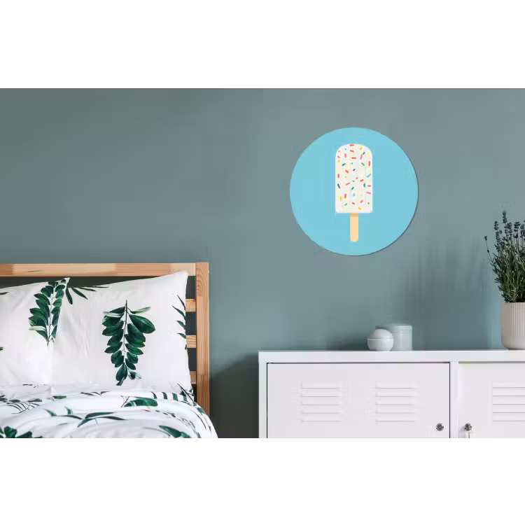 Ijsje - Stokje - Sprinkles - Lichtblauw Wandcirkel aluminium klein -slaapkamer