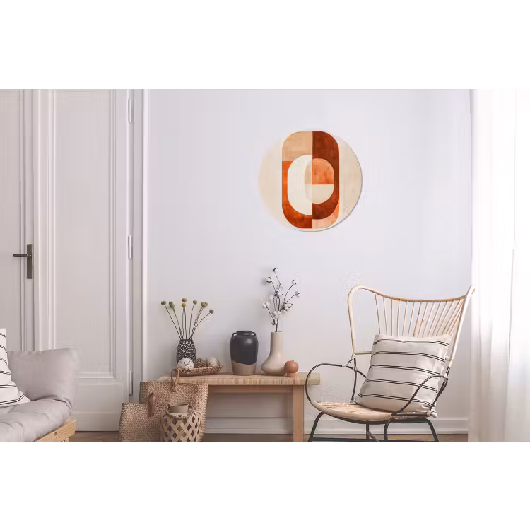 Illustratie - Abstract - Vormen - Rood Wandcirkel aluminium klein -woonkamer
