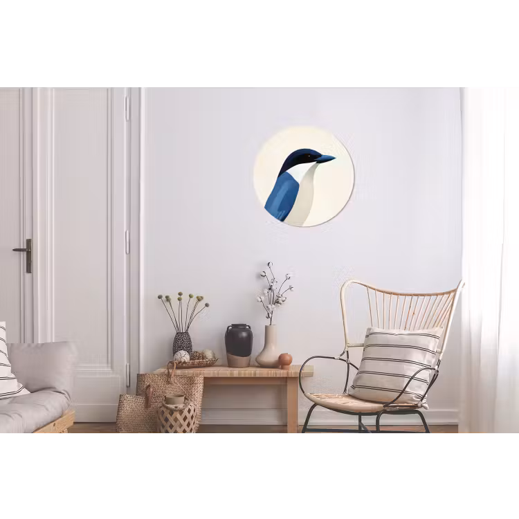 Illustratie - Blauw - Vogel Wandcirkel aluminium klein -woonkamer