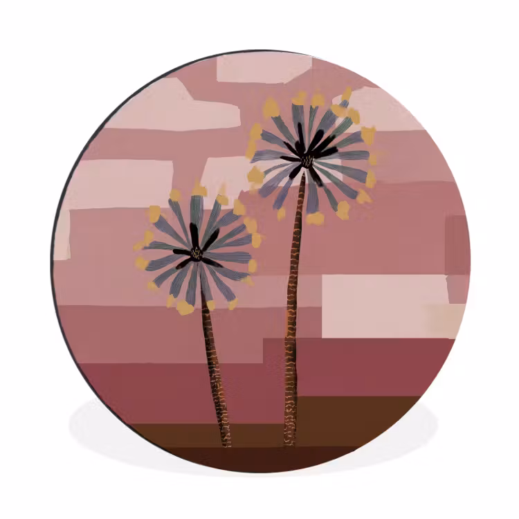 Illustratie - Bloemen - Vlakken - Abstract Wandcirkel aluminium klein -3d