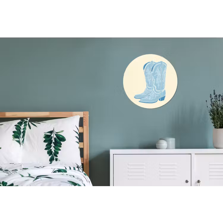 Illustratie - Cowboylaarzen - Patroon Wandcirkel aluminium klein -slaapkamer